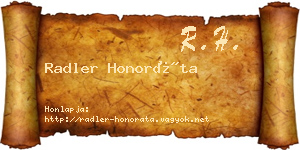 Radler Honoráta névjegykártya